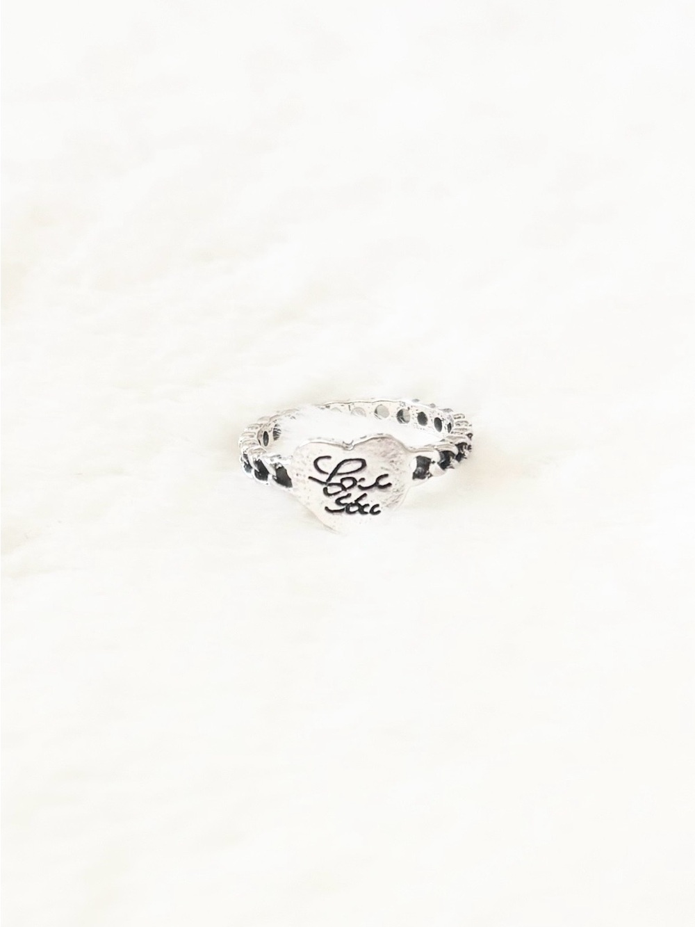 5/$15 🩷 MUST BUNDLE Heart Script 'Love You' Silver Ring
